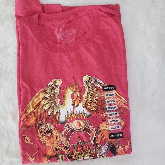 NEW Hot Topic Queen Red Crest Graphic Burnout Logo Short Sleeve T-Shirt - Picture 4 of 8